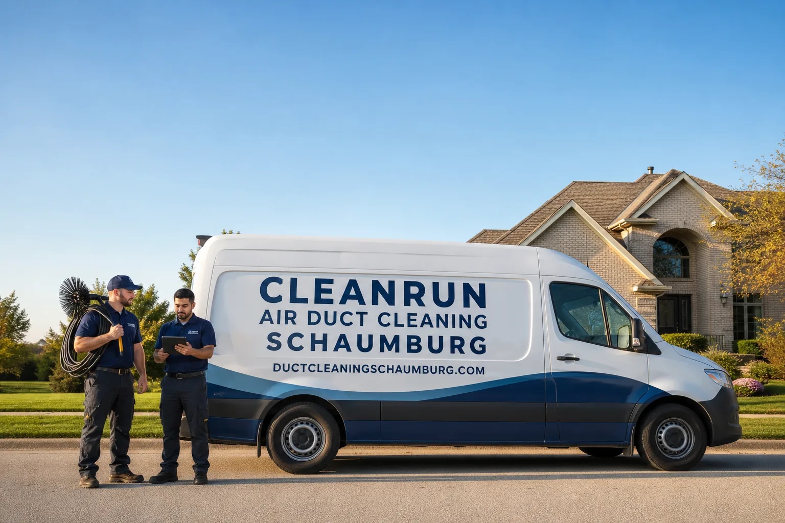CleanRun Air Duct Cleaning Schaumburg air duct cleaning service vehicle and crew in Schaumburg, IL